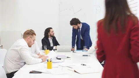 Creation of business project in office Stock Footage 124227451
