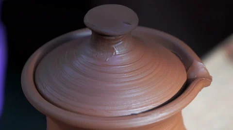 Creation of clay pot. Close up final result of the Master Stock Footage 69010604
