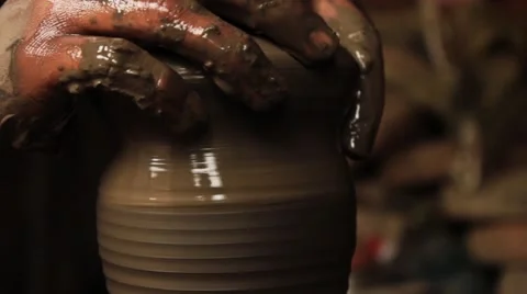 Creation of a clay pot at high speed. Stock Footage 40090334