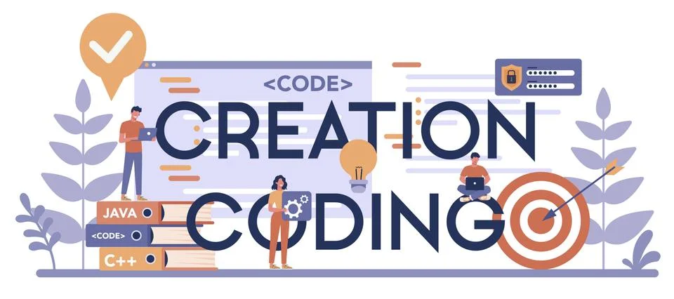 Creation coding header concept. Idea of programming and coding, Stock-Illustration