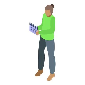 Creation crew clapper icon isometric vector. Camera media Illustrazione stock