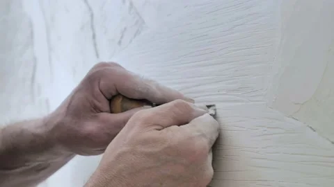 Creation of decorative panels on the wall Stock Footage 133632953