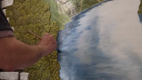 Creation of decorative panels on the wall Stock Footage 133633998