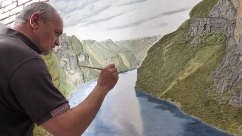 Creation of decorative panels on the wall Stock Footage 133634091