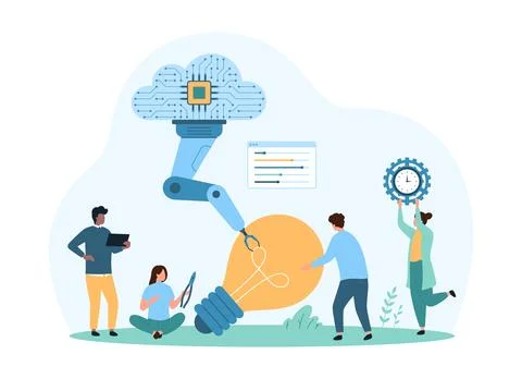 Creation of digital projects and creative ideas using AI, cloud services and 스톡 일러스트