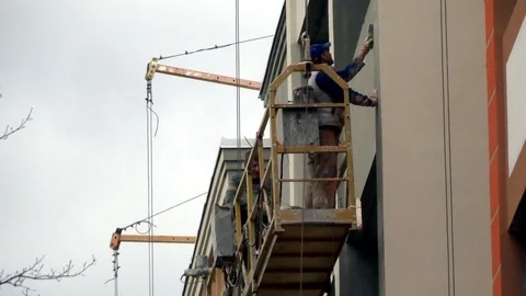 Creation facade for the new building Stock Footage 91320313