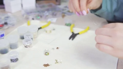 Creation of handmade jewelry. Stock Footage 83522298