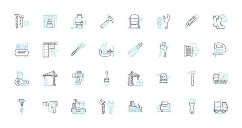 Creation linear icons set. Genesis, Beginning, Inception, Formation, Origin Stock Illustration
