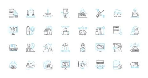 Creation linear icons set. Genesis, Evolution, Formation, Beginning, Fabrication Stock Illustration