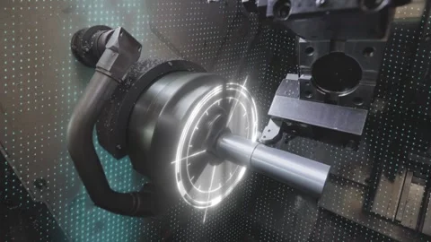 Creation of a metal part on a CNC machine. CNC machine will create a metal part Stock Footage 274473161