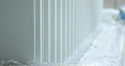 Creation of a panel element from plaster. Technological line for production o Stock Footage 111791369