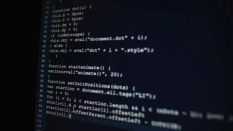 Creation of a program using a large number of characters on the screen. Quick Stock Footage 72464094