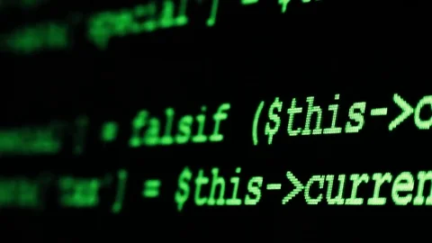 Creation of a program using a large number of characters on the screen Stock Footage 83013359