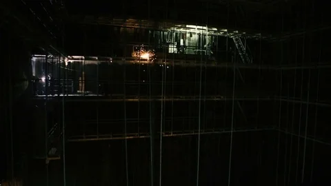 The creation of scenery in the theatre Stock Footage 71100520