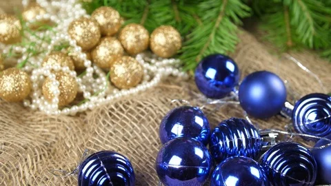Creation of a table Christmas composition. Transition frame with Christmas toys Stock Footage 116493907