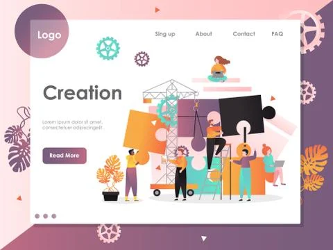 Creation vector website landing page design template 库存插图