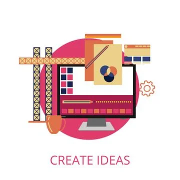 Creation Of Web Design For Site Stock Illustration