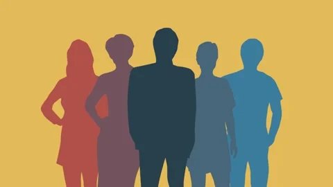Creation of a working group or teamwork. Animated illustration with people in Stock Footage 153048871