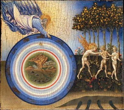 The Creation of the World and the Expulsion from Paradise 1445 Giovanni di .. Stock Photos