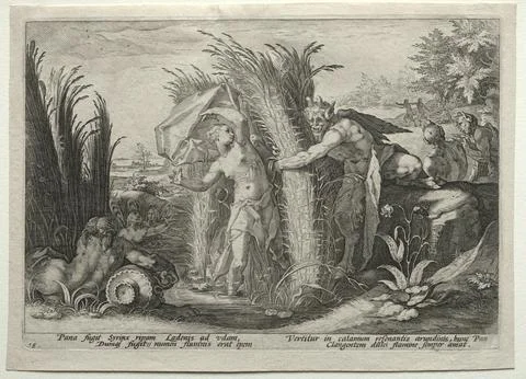 The Creations of the Four Elements (from Ovid's Metamorphoses): Pan Pursuin.. Illustrazione stock