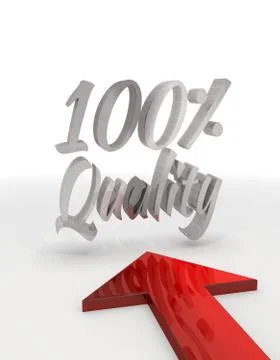 Creative 100 percent quality icon with red arrow Stock Illustration