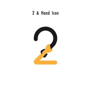 Creative 2- Number icon abstract and hands icon design vector template.Busine Stock Illustration