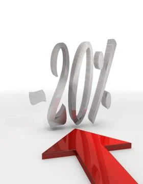 Creative -20 percentage creative icon with red arrow Stock Illustration