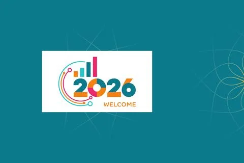 Creative 2026 Logo with Vertical Bar Elements  Modern Abstract Vector Illustrazione stock