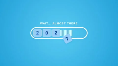 Creative 2027 New Year Loading Bar Animation with Falling Number Tiles Stock-Footage 342109223