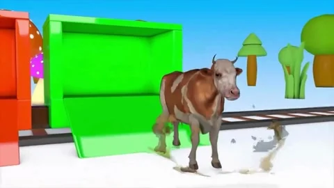 Creative 3D Animation of Toy Train Animal Transport Concept for Kids Stock Footage 345809755