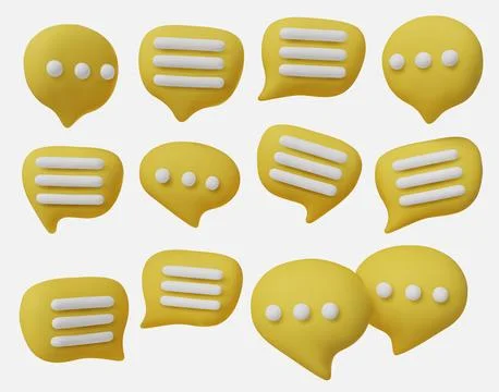 Creative 3D chat icons set, symbolizing dialogue, conversation, texting Stock Illustration