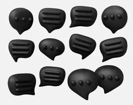 Creative 3D chat icons set, symbolizing dialogue, conversation, texting Stock Illustration