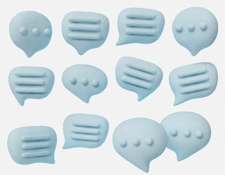 Creative 3D chat icons set, symbolizing dialogue, conversation, texting Stock Illustration