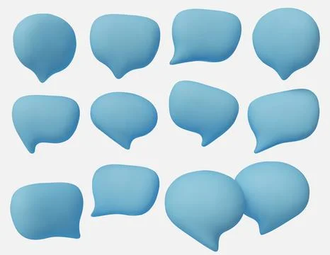 Creative 3D chat icons set, symbolizing dialogue, conversation, texting Stock Illustration