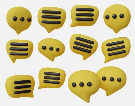Creative 3D chat icons set, symbolizing dialogue, conversation, texting Stock Illustration