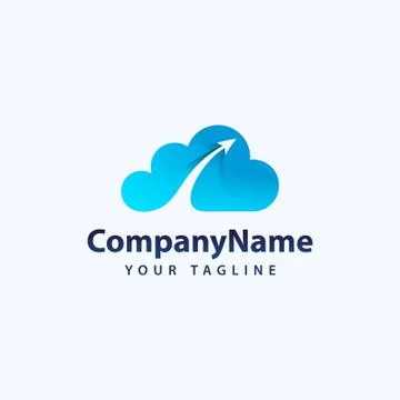 Creative 3D Cloud Logo Design. Creative Vector icon of a blue cloud with arro 스톡 일러스트