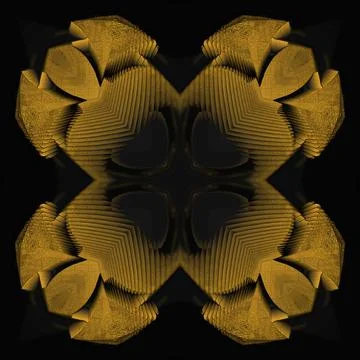 Creative 3d design texture detail inlaid gold decoration on black background Stock-Illustration