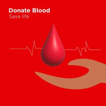 Creative 3d donate blood save life poster Stock Illustration