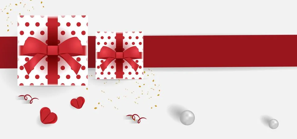 Creative 3d gift boxing day with red line background design vector 스톡 일러스트