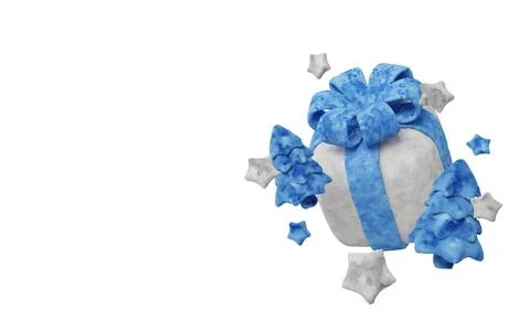 Creative 3D illustration of a plush winter holiday set. Handmade-looking tree Stock Illustration