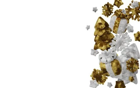Creative 3D illustration of a plush winter holiday set. Handmade-looking tree Stock Illustration