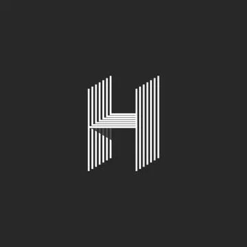Creative 3d logo H letter monogram thin parallel lines style, isometric linea Illustrazione stock