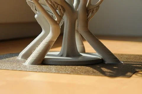 Creative 3D printed tree with intricate branches and supportive base design Stock Photos