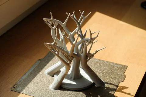 Creative 3D printed tree showcasing intricate branches and unique design Stock Photos