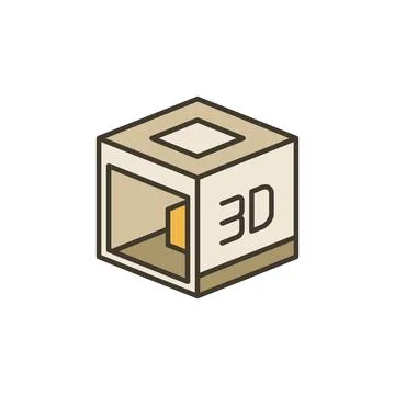 Creative 3D Printer cube shaped vector concept colored icon Stock Illustration