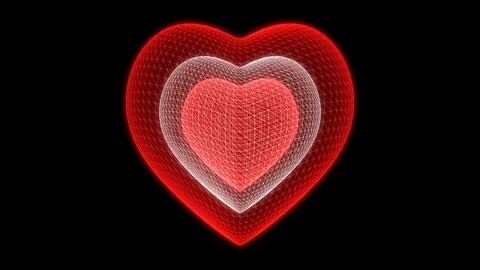 Creative 3d red heart shape beating on black background loop Stock Footage 98592224