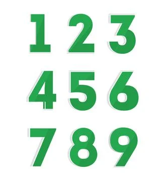 Creative 3d vibe number set design in green color from one to nine Stock-Illustration