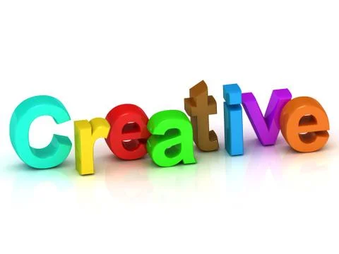 Creative 3d word colour bright letter on white background Stock Illustration