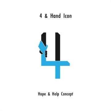 Creative 4- Number icon abstract and hands icon design vector template.Busine Stock Illustration