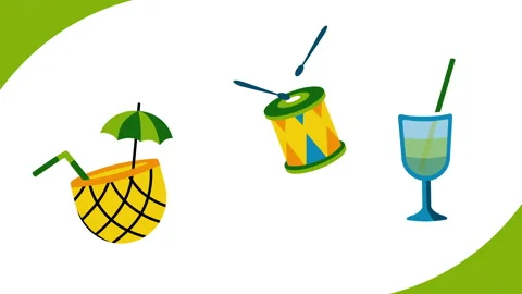 Creative 4k animation of Brasil Carnaval icons Stockbeeldmateriaal 205909338